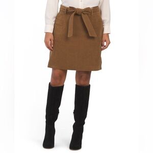 BAGATELLE COLLECTION Corduroy Tie Waist Skirt Color Camel Size Small
